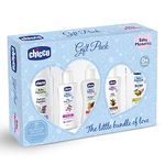 Chicco Baby Moments Baby Essentials Gift Pack (Blue) with 5 Baby Skin & Haircare Products | Phenoxyethanol Free