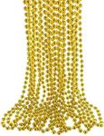 GiftExpress 33" 7mm Metallic Gold Beaded Necklaces, Bulk Mardi Gras Party Beads Necklaces, Holiday Beaded Costume Necklace for Party (Gold, 12 Pack)