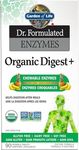 Garden of Life Dr. Formulated Enzymes Organic Digest + Chewables, 90 Count, Tropical Fruit. Helps Digestion After Meals. 120,000 FCC Units of Papain. Dr. Perlmutter formulated Organic Digest+ to be the first and only full-spectrum digestive enzyme formula that includes Organic whole foods and is Non-GMO Project Verified.