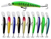 10pcs/lot Hard Minnow Fishing Lures Bait Life-Like Swimbait Bass Crankbait for Pikes/Trout/Walleye/Redfish Tackle with 3D Fishing Eyes Strong Treble Hooks