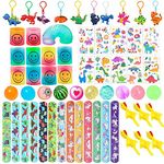 Kids Party Bag Fillers for Girls and Boys Assortment of Party Favours Kids Samll Toy for Game Prizes with Tattoos Bouncy Balls Slap Bands Rainbow Kechains Kids Party Bags Kids Party Favour Packs