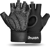 ihuan Weight Lifting Gloves Gym Gloves with Wrist Support | Full Palm Protection | Extra Grip, Workout Gloves for Women Men, Lifting Training Fitness