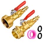 RVWINTER RV Winterize Blowout Adapter Kit with 1/4'' Quick Connecting Plug and 3/4'' Garden Hose GHT Thread Winterize Ball Valve for Camper,Boat,Motorhome Sprinkler Systems Fittings