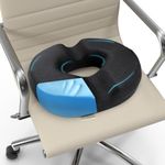 Sleepsia Donut Pillow for Tailbone Pain |1 Year Warranty| Coccyx Seat Cushion for Chair-Hemorrhoid & Piles Pillow-Car Seat Donut Cushion Hemorrhoids Fistula Prostate Post Relief(Black,Gel Memory Foam)