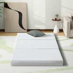 MUUEGM 3 Inch Foldable Mattress Trifold Mattress Folding Bed,Memory Foam Floor Sleeping Mattress,Portable Trifold Toddler Bed Mattress XL Twin Silver Golden