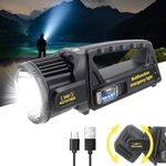 Prakal 1000000 Lumens Spotlight Hand-Held Spotlight, Nine-Mode Rechargeable LED Spotlight Flashlight,with 350 ° Rotating Head,Spotlight Outdoor Handheld, Solar Powered Flashligh (PK-05)