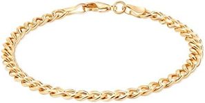 Barzel 18K Gold Plated 5MM Curb/Cuban Link Chain Bracelet For Men Or Women