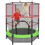 140cm Secure Kids Trampoline,with Safety Enclosure& Reinforced Steel Frame,Indoor Outdoor Toddler Trampoline for Children 3-10Years (Green)