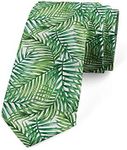 Ambesonne Necktie, Botanical Wild Palm Trees, Dress Tie, 3.7", Green White