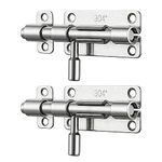 JQK Door Latch Lock Barrel Bolt 4 Inch, 304 Stainless Steel Slide Gate Latches Security Thickened 1.4mm with Padlock Hole, Silver, 2 Pack HBB120-P2