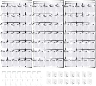 Olutacot 3 Pcs 105 Large White Mesh Pockets 35 Pockets Over The Door Shoe Organizer with 16+16 Hooks Hanging Shoe Organizer Hanging Shoe Rack Shoe Holder Hanger for Closet Bedroom Dorm