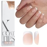 Square Nail Tips Short, BTArtboxnails XCOATTIPS French Fake Nails, 150PCS Soft Gel Nail Tips, No Need File Glue on Nailsx with Pre-applied Tip Primer & Base Coat, Glue on Nails 15 Sizes