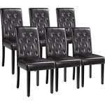 Yaheetech Dining Chairs Set of 6 Modern Kitchen Chairs with Faux Leather, Solid Wooden Legs and Button Tufted Backrest for Dining Room, Kitchen, Brown