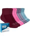 Doctor's Select Diabetic Socks for Men and Women - 4 Pairs | 1/4 Diabetic Socks Women | Neuropathy Socks for Men, Pink, Green, Red, Purple, Large