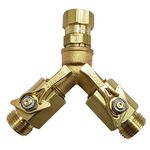 Dramm Heavy Duty Brass Twin Shut Off Valve with Full Water Flow, Two Way Connector, Quarter Turn Off Position, Corrosion Resistant Seals, Brass