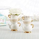 Kate Aspen Vintage Tea Party Antique Look Ceramic Bud Vases (Set of 2), Party Favor, Take Home Gift, Wedding Decoration, Table Decor, Bridal Shower Decorations (23263NA)