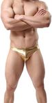 MuscleMate® New ! 2018 S/S Collection Hot Men's Thong G-String Men's Metal Thong Undie Comfort (M, Golden)