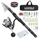 Lixada Fishing Rod Reel Combo Telescopic Fishing Rod with Fishing Line, Fishing Lures Kit & Accessories and Carrier Bag for Saltwater Freshwater Fishing Accessories Kit