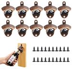 Trintion 10 Pcs Wall Mounted Bottle Opener Metal Beer Bottle Opener for Wall Retro Style Beer Opener with 20 Screws for Game Room Club Kitchen Vintage Rustic Bar