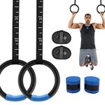 Joyfit Gym Rings -with 990 lbs Load Capacity, Adjustable Buckle Straps for Cross-Training Workout, Exercise, StrengthTraining,Gymnastics, Bodybuilding, Pull Ups for Men and Women (Set of 2) (Black)