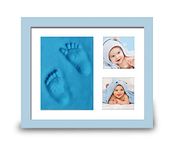 Mold Your Memories Baby Clay Handprint & Footprint kit with Frame For Newborn. Non Toxic and baby friendly clay. baby gifting,baby shower,name ceremony (BLUE)