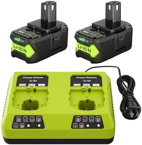 POWTREE 2Pack 7.0Ah P108 Battery + 2Port P117 Charger Dual Channel Fast Charger for Ryobi Oneplus Battery P100 P102 P103 P105 P107 P108 P118 Ryobi 18v Battery and Charger Combo