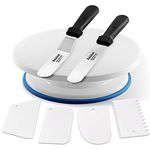 Anaeat 11 Inch Cake Decorating Kits, Revolving Cake Turntable Stand with 2 Icing Spatula and 4 Icing Smoother, Durable Cake Decorating Supplies, Baking Tool for Birthday & Anniversary - Cake Spinner