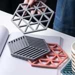 Arxon Trivet Mats,4 Pack Silicone Table Mats Heat Resistant Hot Pans Non-Slip Pot Holders Placemat for Bowl Dishes Kitchen Cooking Dining - Triangle & Line Mix/hot mat pad/Kitchen hot pad