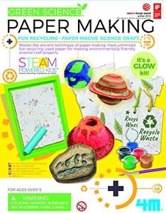 4M Toysmith, Green Science Paper Making Kit from STEAM Powered Kids, Glow in The Dark DIY STEAM Powered Kids Science Kit, Boys & Girls Ages 5+