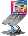 Tounee Swivel Laptop Stand for Desk, Ergonomic Laptop Holder with 360° Rotating Base, Adjustable Computer Stand Laptop Riser Compatible with MacBook, Air, Pro, All Laptop 10-16"-Gray