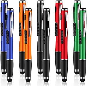 Zonon 10 Pieces Stylus Pens with Light 2-in-1 Multi-Function Touch Screen Pens LED Light Pens Ballpoint Pens for Smartphones Tablets PC Pads Stylus Light Pens for Homes Offices Writing in The Dark