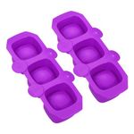 uxcell Silicone Shot Glass Ice Mold, 3-Cavity Square Shaped Ice Cube Tray for Freezer, Cocktail Shot Glass Mold for Commercial Bars, or Home Use, Purple, a23032900ux0016