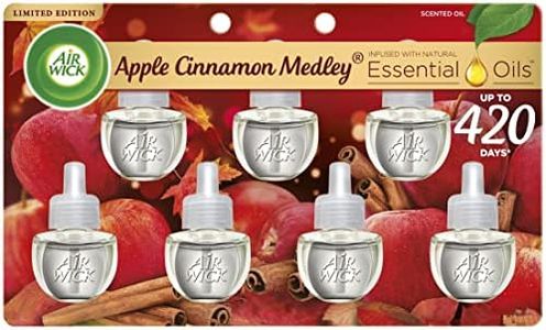 Air Wick Plug in Scented Oil Refill, 7ct, Apple Cinnamon Medley, Fall Scent, Essential Oils, Air Freshener