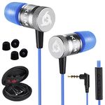 KLIM Fusion Earphones with Microphone - More Than 700 000 Units Sold - New - Long-Lasting Wired Earphones - in-Ear with Memory Foam - Earphones with Mic - 3.5mm Jack - Blue