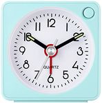 Travel Analog Alarm Clock, 2.25 inch, Ultra Small Clock with Snooze and Light Function, Super Silent Non Ticking, Battery Operated, Easy Setting (Green)