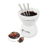 JJPRIME Chocolate Cheese Fondue Set with Ceramic Pot and Free Stainless Steel Forks