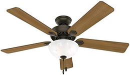 Hunter Fan Company Swanson 52-inch Indoor New Bronze Traditional Ceiling Fan With Bright LED Light Kit, Pull Chains, and Reversible WhisperWind Motor Included