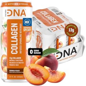 HYDRADNA- Sparkling Liquid Collagen Protein Water Drink Balanced Nutrients for Wellness - Sugar-Free - Keto-Friendly - No Gluten (12 Pack) Georgia Peach