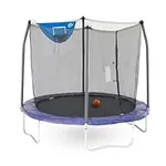 SKYWALKER TRAMPOLINES Jump N' Dunk 8 FT, 12 FT, 15 FT, Round Outdoor Trampoline for Kids with Enclosure Net, Basketball Hoop, ASTM Approval, 700 LBS Weight Capacity