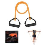 Phoenix Fitness Resistance Band - Exercise Resistance Tube with Handles for Women and Men for Strength Training, Boxing, Physical Therapy - Orange, Strong Resistance