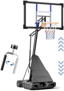 Asbest Adjustable Basketball Hoop Outdoor 10FT with 44/48 Inch Backboard, Portable Basketball Hoops & Goals Outdoor with Stepless Crank, for Youth Adults Kids