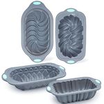 Tongjude 4 Piece Silicone Loaf Pan for Baking Bread, Non-Stick Kitchen Oven Bread Pan, Perfect for Banana Bread, Sandwich Bread, Pound Cake and Meatloaf, 6 Cups, Grey