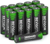 BEVIGOR AA Rechargeable Batetries, 2800 mAh High Capacity and Low Self Discharge,1.2V Ni-MH Double A Rechargeable Batteries,16 Counts