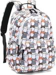 Leaper Girls Kawaii Laptop Backpack for School Boys Backpack Kids Travel Backpack Women Bookbag Cute School Bag College Bag, Gray-cat