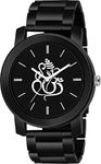 CERO Metal Strap Ganesh Print Dial Casual Analog Men's Watches (C-105, Black)