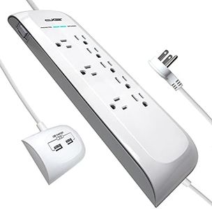 Digital Energy 8 Outlet 4200 Joules 25 FT Surge Protector Power Strip with Separated 2 USB Ports Strip