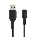 Belkin braided Lightning cable (Boost Charge Lightning/USB cable for iPhone, iPad, AirPods) MFi certified iPhone charging cable, braided Lightning cable to USB-A, (1 m, black)