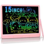 LCD Writing Tablet 15 Inch, Colorful Erasable Doodle Board Drawing Pad, Magic Drawing Tablet for Kids Toddler, Reusable Electronic Doodle Pad, Educational Toys Gifts for 3-12 Year Old Boys Girls