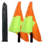 Soccer Referee Flag 2Pcs Yellow ＆ Orange Checkered Rederee Flags with Storage Bag Weather-resistant Linesman Flag with Pole Foam Handle Soccer Referee Flags