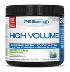 PEScience High Volume Pre Workout Powder with L Arginine Nitrate, Sour Green Apple, 36 Scoops, Caffeine Free